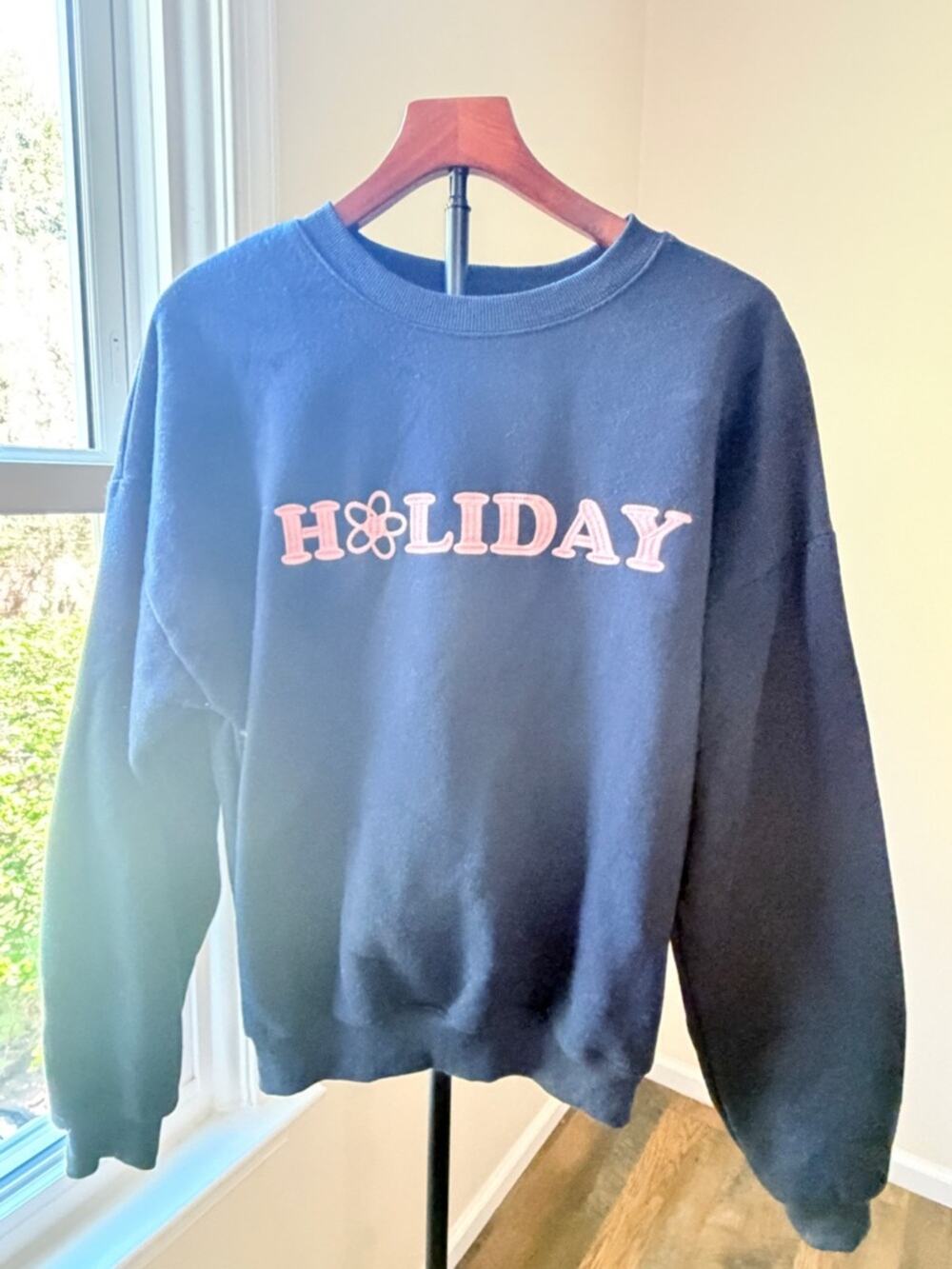 Bailey Rose relaxed sweatshirt holiday embroidery crewneck women small loose